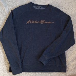 Eddie Bauer logo sweater shirt blue/ tan sz L